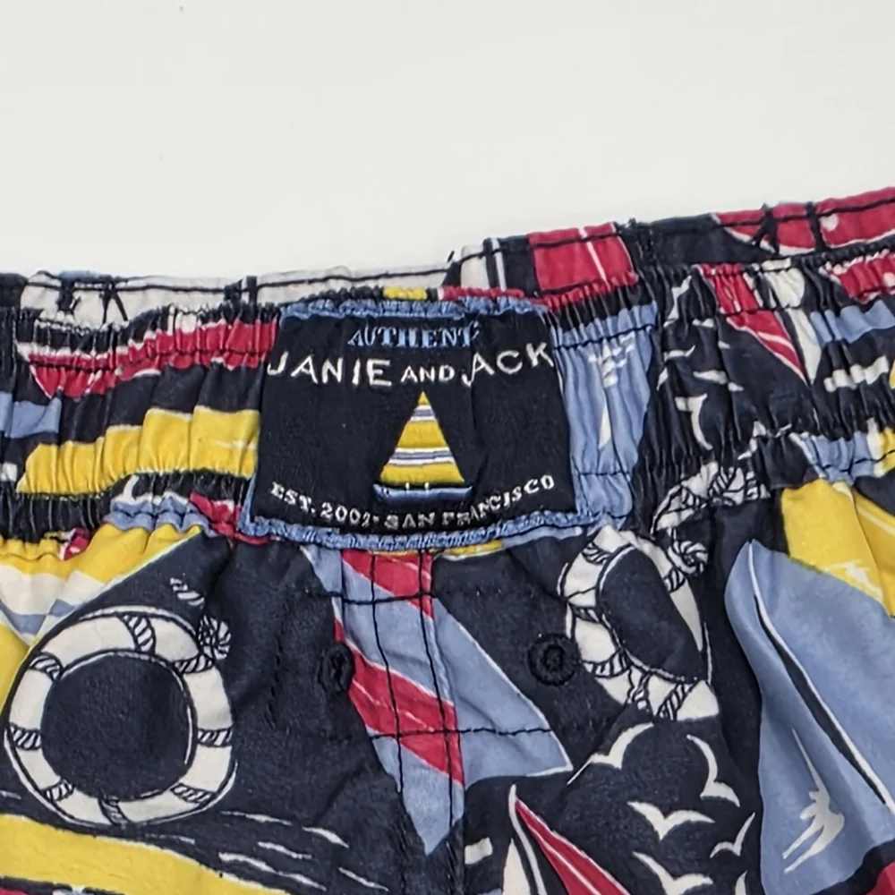Janie and Jack baby boy sailboat print swim trunks size 6-12 months